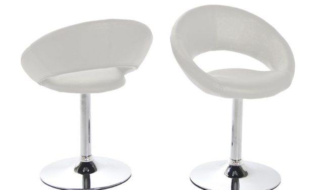 Plump spisebordsstol – hvidt kunstlæder/metal drejefod