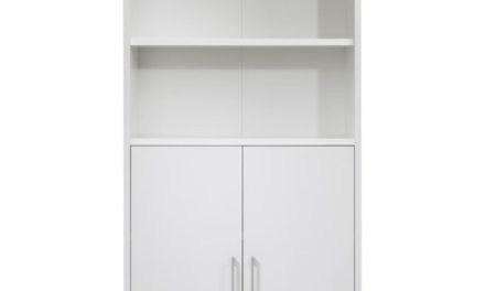 Prima Kontorreol m. 4 hylder og 2 låger – Hvid