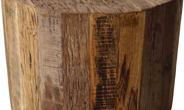 TRADEMARK LIVING Lækkert rundt træbord på 3 hjul