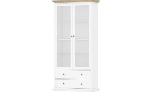 Paris vitrineskab hvid eg