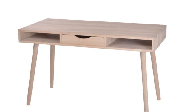 BY TIKA Texas skrivebord – olieret eg, m. 1 skuffe og 2 hylder 120×60