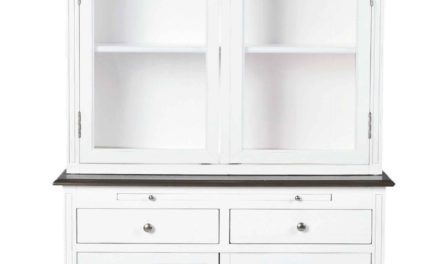 Viktoria vitrineskab – Hvidt træ, 4 låger/2 skuffer