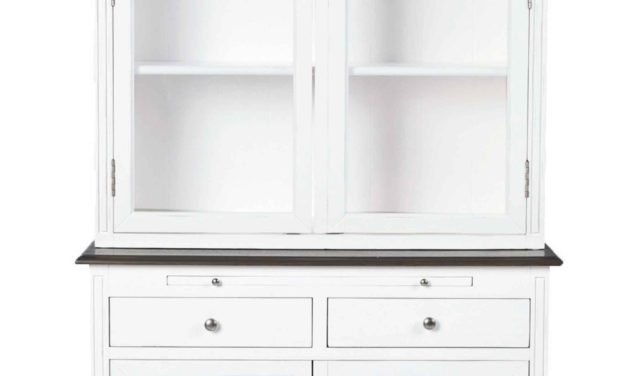 Viktoria vitrineskab – Hvidt træ, 4 låger/2 skuffer