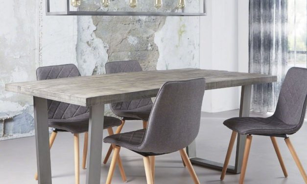 FURBO Spisebord, massiv mangotræ, grå finish