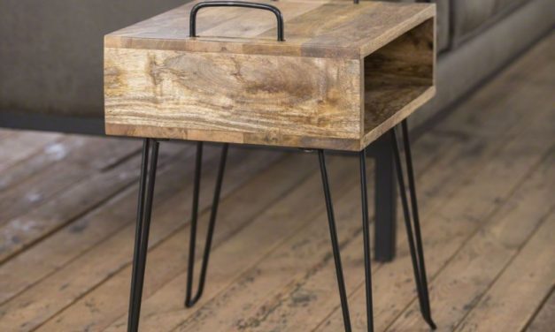 FURBO Sofabord med håndtag, massiv mango træ natur