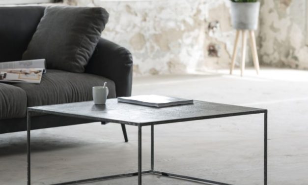 FURBO Sofabord, sort nikkel, sandblæst, 80 x 80 cm
