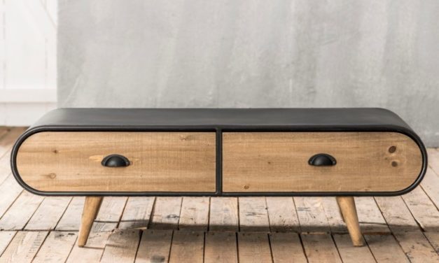 FURBO Sofabord, sort, naturtræ, 120 x 60 cm