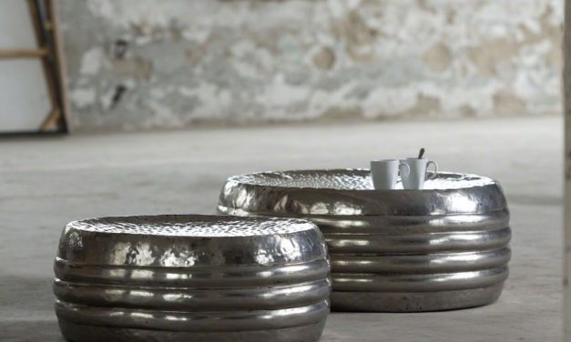 FURBO Sofabordssæt, hamret antik nikkel