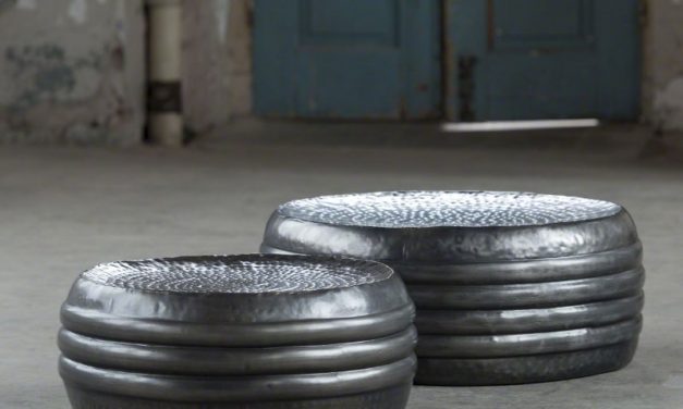 FURBO Sofabordssæt, hamret sort nikkel