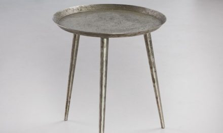 FURBO Sofabord, rundt ø 40 cm, antik sølv finish