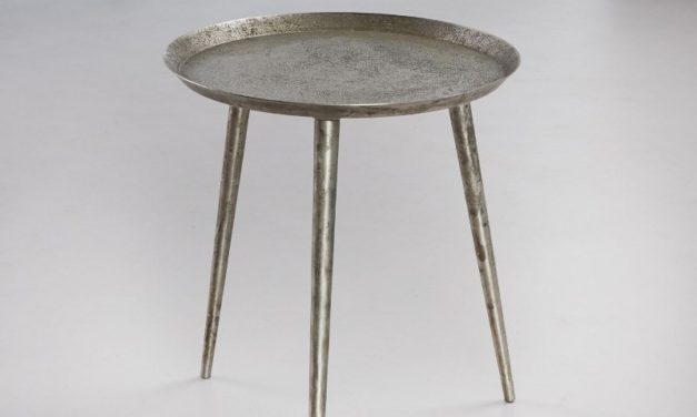 FURBO Sofabord, rundt ø 40 cm, antik sølv finish