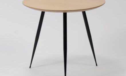 FURBO Sofabord ø 50 cm, fineret eg og sorte metalben