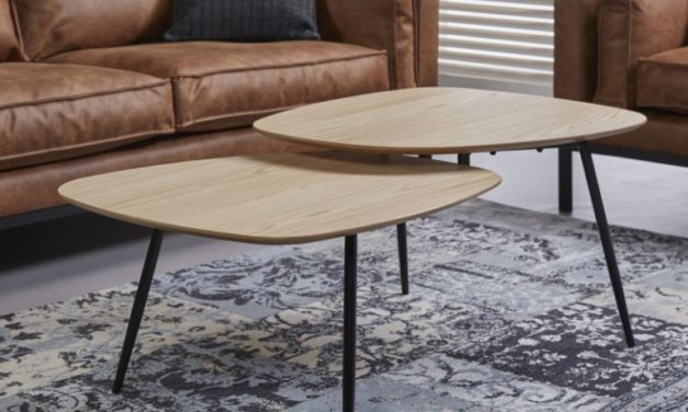 FURBO Sofabord, dobbelt, fineret eg, 63 x 120 cm