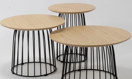 Fabelagtigt Sofabordssæt i fineret eg og metal fra det kendte mærke Furbo