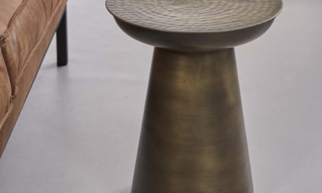 FURBO Sofabord, antik messing, ø 37 cm