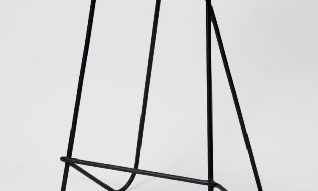 FURBO Barstol, metal og brunt læder