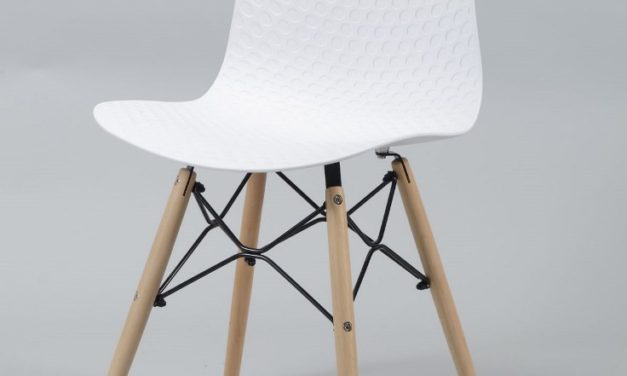 FURBO Spisebordsstol, hvid plast, natur træben