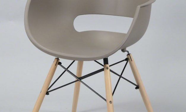 FURBO Spisebordsstol, gråbrun plast, natur træben