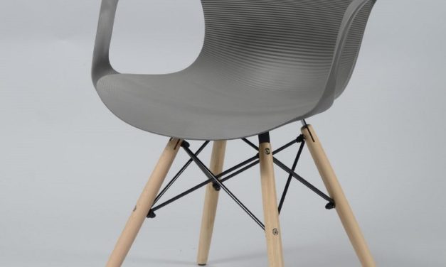 FURBO Spisebordsstol, grå plast, natur træben