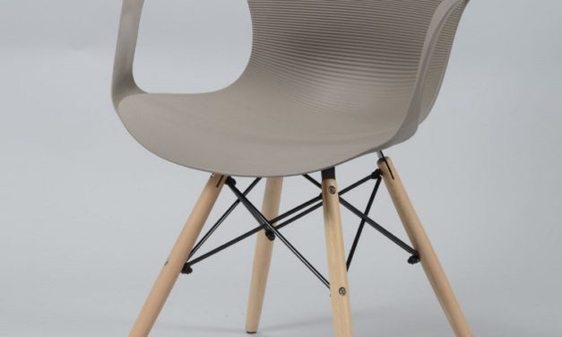 FURBO Spisebordsstol, grå-brun plast, natur træben