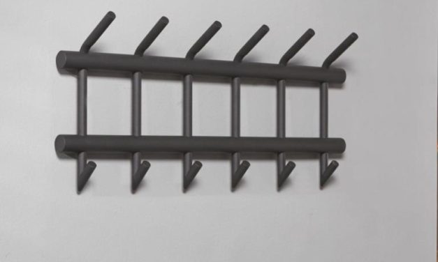 FURBO Knagerække, 6 dobbelt kroge, mat grå stål