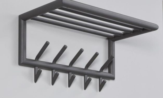 FURBO Knagerække med hattehylde, 5 kroge, mat grå stål