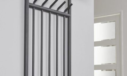 FURBO Knagerække/hattehylde, 5 dobbelt kroge, mat grå stål