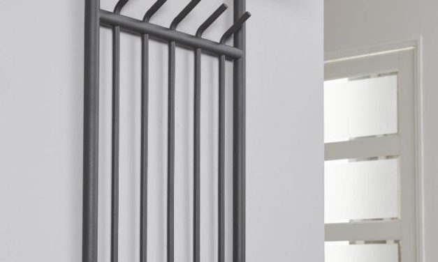 FURBO Knagerække/hattehylde, 5 dobbelt kroge, mat grå stål