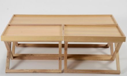 FURBO Sofabordssæt, fineret eg, 3 bakkeborde