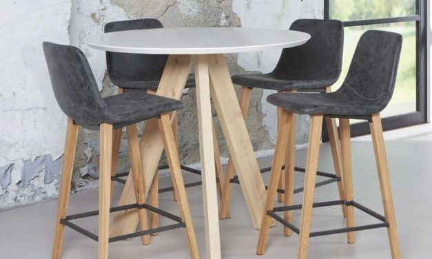 FURBO Barbord, hvid top, ø 100 cm