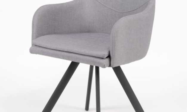 FURBO Spisebordsstol, stål og gråt stof