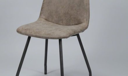FURBO Spisebordsstol, stål og brunt læder