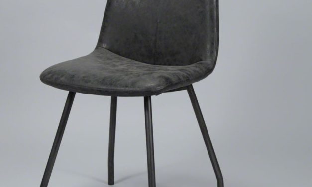 FURBO Spisebordsstol, stål og sort læder