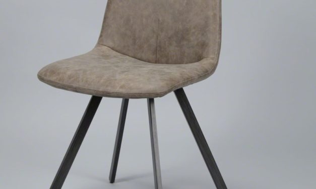 FURBO Spisebordsstol, fladt stål og brunt læder