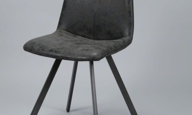 FURBO Spisebordsstol, fladt stål og sort læder