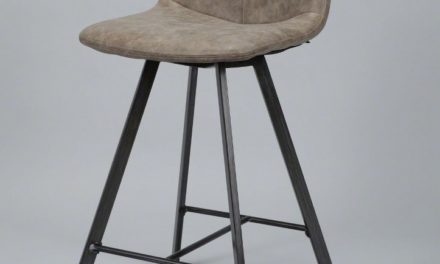 FURBO Barstol, metal og brunt læder