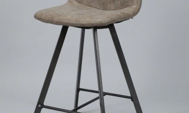 FURBO Barstol, metal og brunt læder