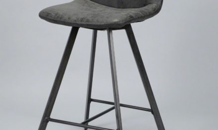 FURBO Barstol, metal og sort læder