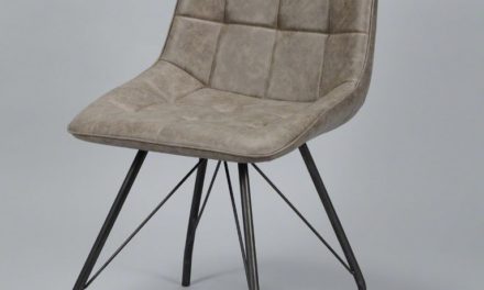 FURBO Spisebordsstol, stål og brunt læder