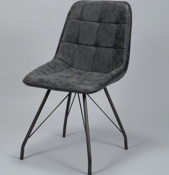 FURBO Spisebordsstol, stål og sort læder