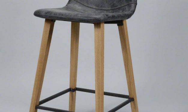 FURBO Barstol, træ og sort læder