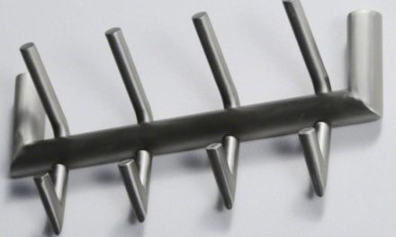 FURBO Knagerække, børstet stål, 4 kroge, 40 cm