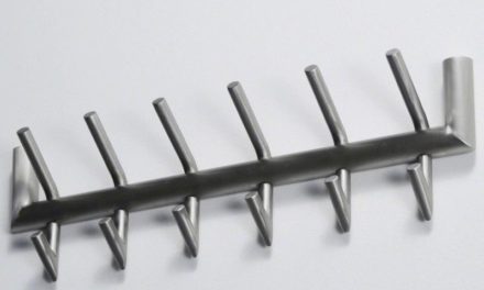 FURBO Knagerække, børstet stål, 6 kroge, 59 cm