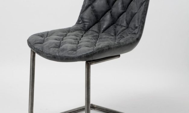 FURBO Spisebordsstol, stål og sort læder