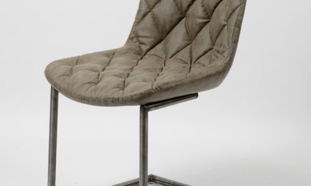 FURBO Spisebordsstol, stål og gråbrunt læder