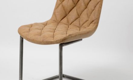 FURBO Spisebordsstol, stål og brunt læder