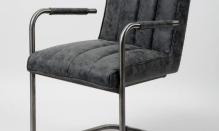 FURBO Spisebordsstol, stål og sort læder