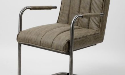 FURBO Spisebordsstol, stål og gråbrun læder