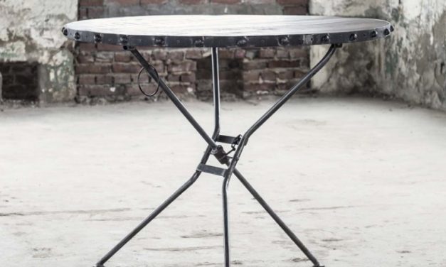 FURBO Spisebord ø 100 cm, industrilook, massiv mango top