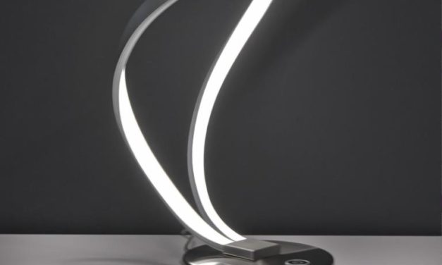 FURBO Bordlampe, LED, mat nikkel, med lys dæmper